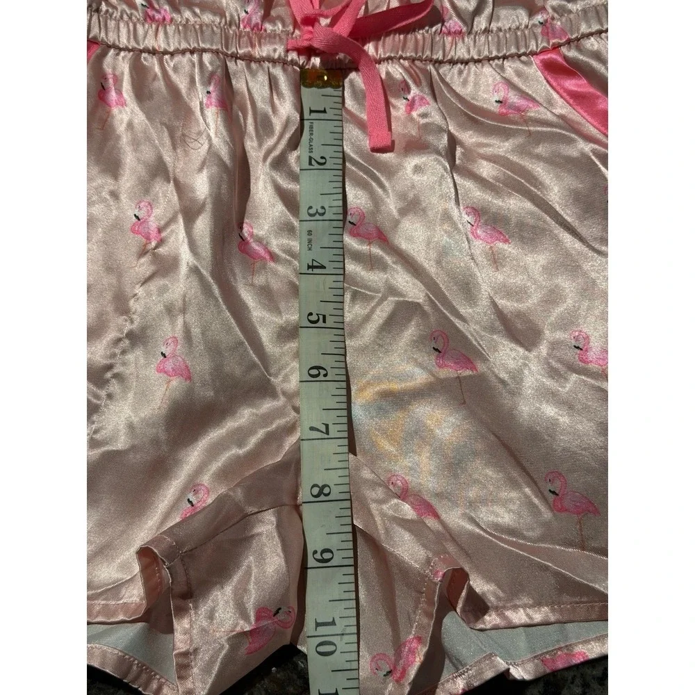 Justice Girls Pink‎ Flamingo Satin Romper Pajamas Sleepwear Size 12